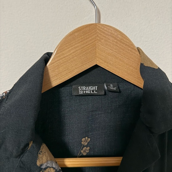 Straight to Hell Black & Brown Floral Button Up Shirt - Picture 4 of 5